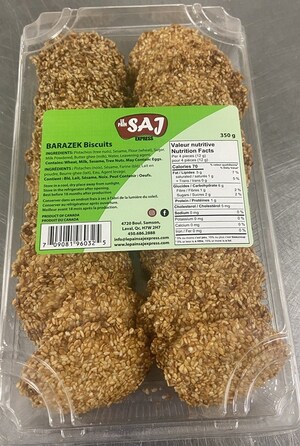 Mise en garde à la population - Avis de ne pas consommer de biscuits « barazek » préparés et vendus par l'entreprise Le Pain Saj Express inc.