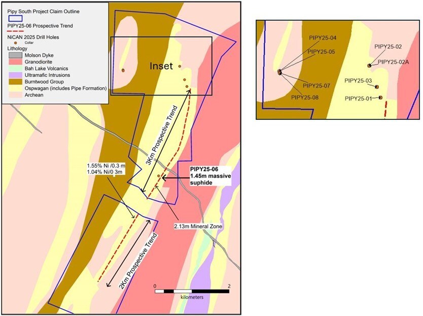 Figure 2: Pipy South 2025 Diamond Drill Holes (CNW Group/Nican Ltd.) Figure 2: Pipy South 2025 Diamond Drill Holes (CNW Group/Nican Ltd.)