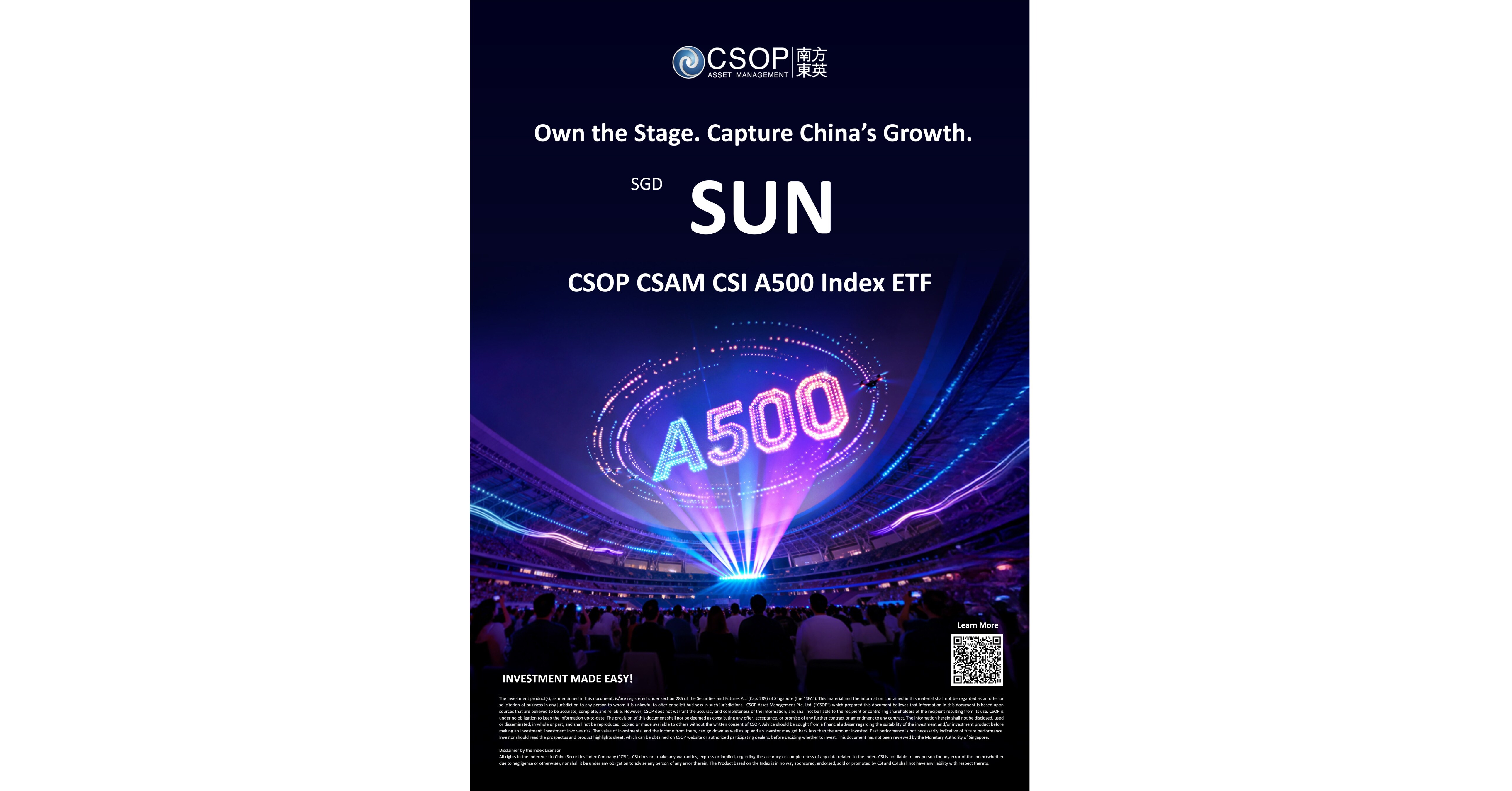 CSOP CSAM CSI A500 Index ETF Lists on Singapore Exchange Today