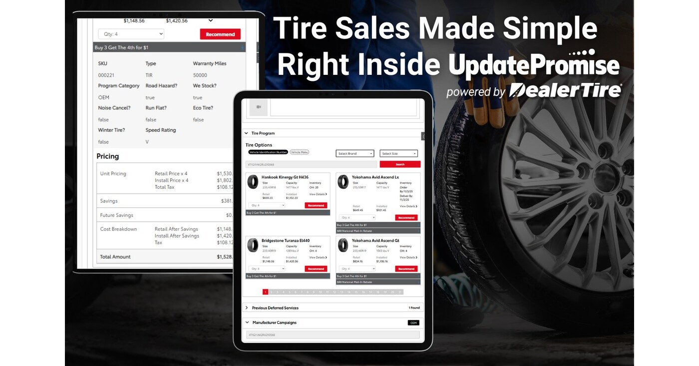 UpdatePromise and Dealer Tire Partner to Improve Tire Sales Experience for Dealerships