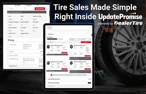 UpdatePromise and Dealer Tire Partner to Improve Tire Sales Experience for Dealerships