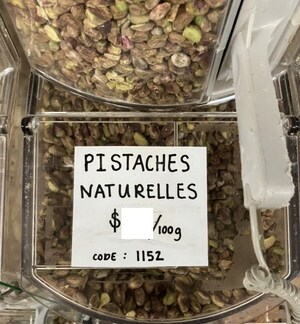 Mise en garde à la population - Avis de ne pas consommer de pistaches naturelles vendues par l'entreprise Méga Vrac Ontario