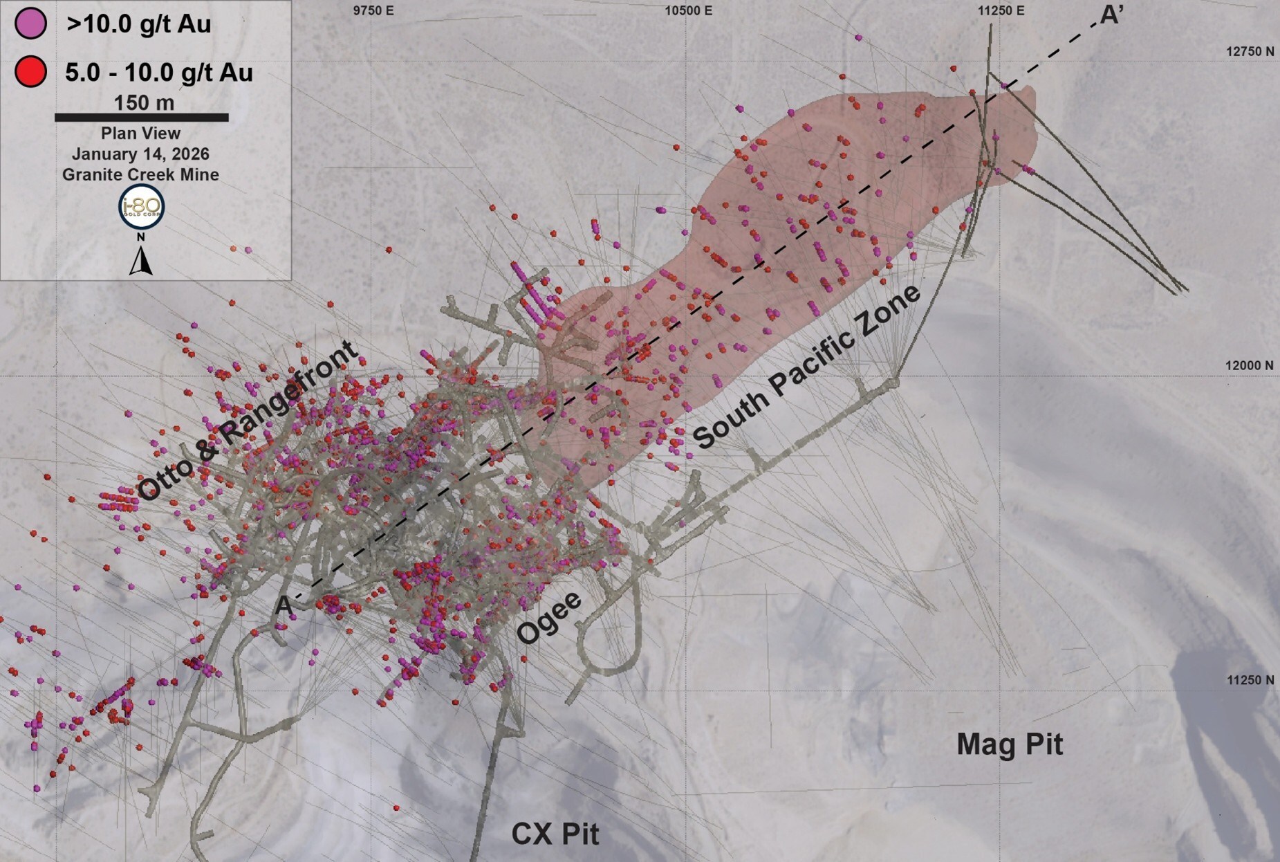 Figure 1: Plan View of Granite Creek Underground (CNW Group/i-80 Gold Corp) Figure 1: Plan View of Granite Creek Underground (CNW Group/i-80 Gold Corp)
