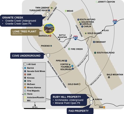 Figure 3: Regional Map of i-80 Gold assets in northern Nevada. (CNW Group/i-80 Gold Corp)