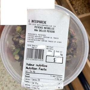 Avis de ne pas consommer de pistaches vendues par l'entreprise Intermarché Côte-Vertu