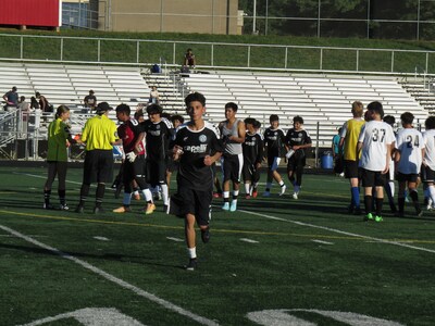 Students take the field during Soccer Without Borders programming at Patterson High School, which blending soccer with academic and language support, cultural exchange, and civic engagement for refugee, immigrant, and asylee youth.  (Photo courtesy of Soccer Without Borders)