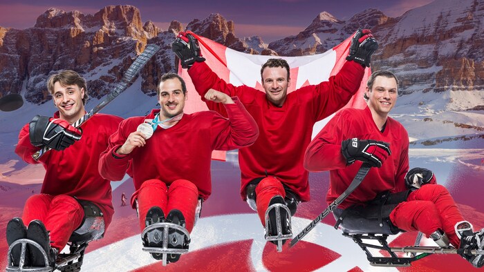Hockey Canada and the Canadian Paralympic Committee have announced the 17-player roster nominated to represent the Canadian Paralympic Team in Para ice hockey at the Milano Cortina 2026 Paralympic Winter Games, including (L-R): Vincent Boily, Dominic Cozzolino, Tyler McGregor, and Liam Hickey. PHOTO: Canadian Paralympic Committee. (CNW Group/Canadian Paralympic Committee (Sponsorships))