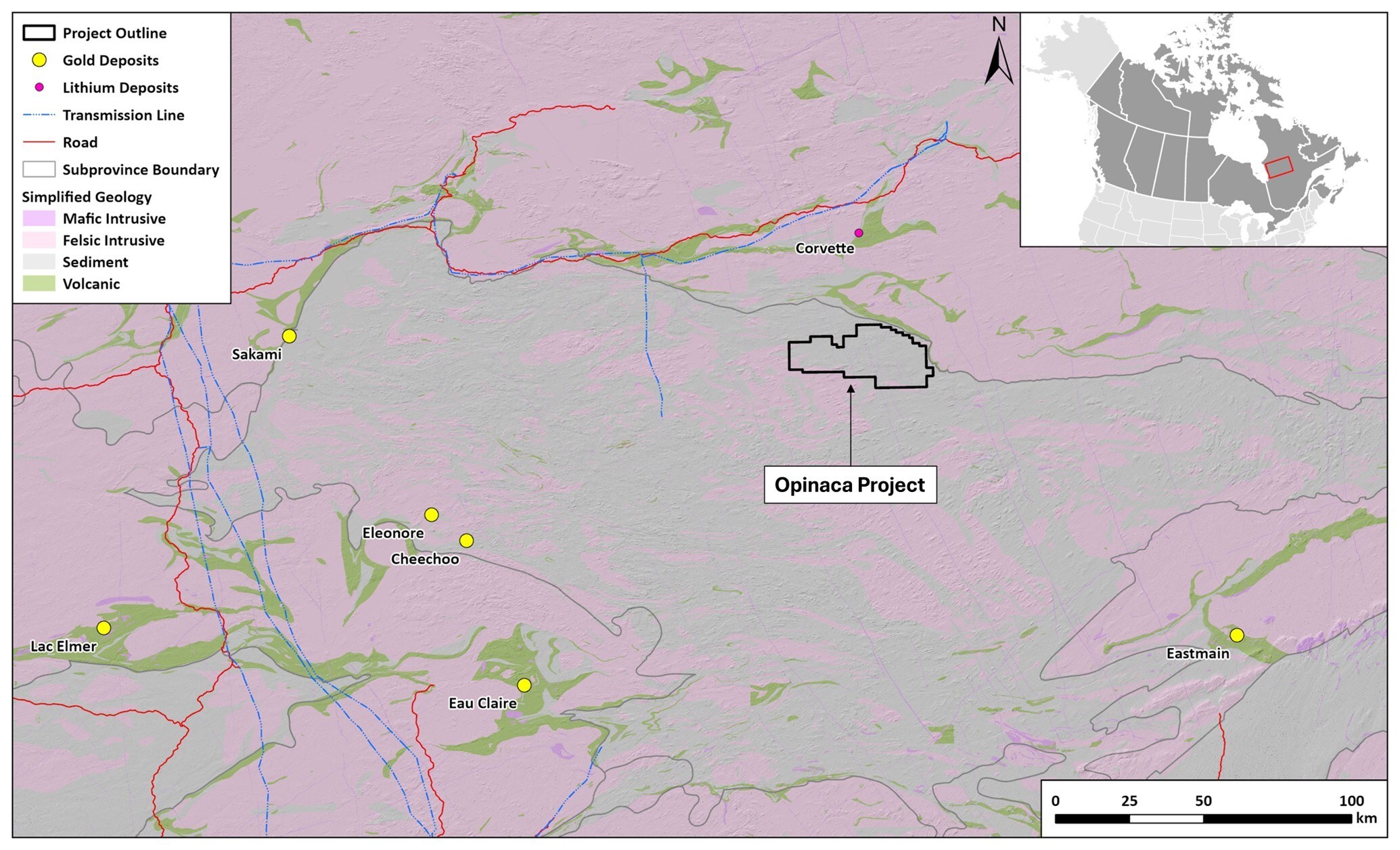 Figure 3 - Opinaca Project location (CNW Group/Targa Exploration Corp.) Figure 3 - Opinaca Project location (CNW Group/Targa Exploration Corp.)