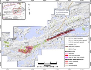 Larges intersections à teneur élevée en lithium dans la zone Vega et nouvelle découverte à haute teneur à CV13