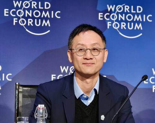 Dowson Tong, Senior Executive Vice-President of Tencent and CEO of Tencent Cloud and Smart Industries Group speaking at the World Economic Forum in Davos