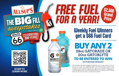The Big Fill Sweepstakes gives Yesway and Allsup's customers the chance to win free fuel for a year.