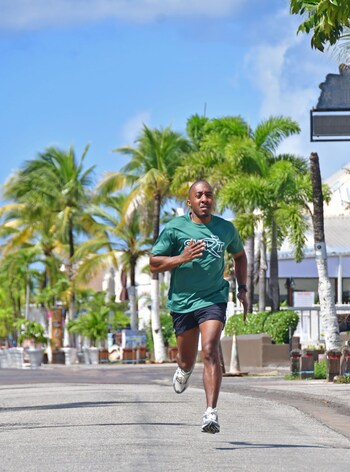 Rey in St Lawrence Gap days before attempting to run over 100km around Barbados