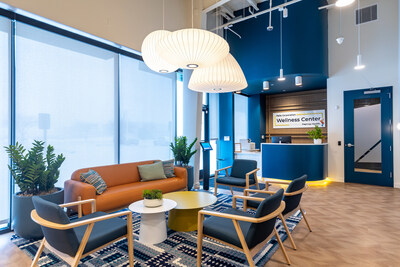 Lobby of the Pella Corporation Wellness Center, powered by Premise Health.