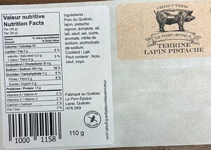 Mise en garde à la population - Avis de ne pas consommer de terrines de lapin à la pistache et de saucissons à la pistache et à l'anis préparés et vendus par l'entreprise Le Porc-Épique