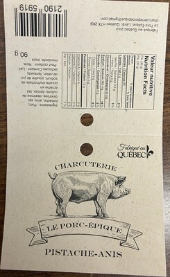 Saucisson pistache anis (Groupe CNW/Ministère de l'Agriculture, des Pêcheries et de l'Alimentation)