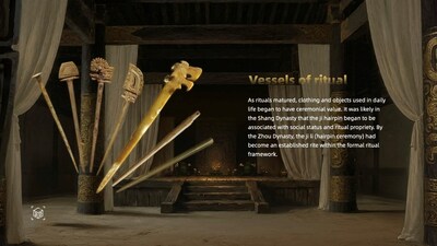 A screenshot from the virtual exhibition showing hairpins from Shang Dynasty. /CGTN (PRNewsfoto/CGTN)