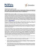 NUVISTA AND OVINTIV ANNOUNCE NUVISTA SHAREHOLDER APPROVAL AND RECEIPT OF FINAL ORDER FOR TRANSACTION WITH OVINTIV AND PRELIMINARY RESULTS OF ELECTIONS BY NUVISTA SHAREHOLDERS REGARDING FORM OF CONSIDERATION