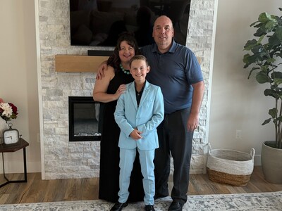 Andrea Deatrich (left), Dylan Deatrich (center), and David Deatrich (right), the family behind the upcoming Replay Sports Cards location in Salina, Kansas.