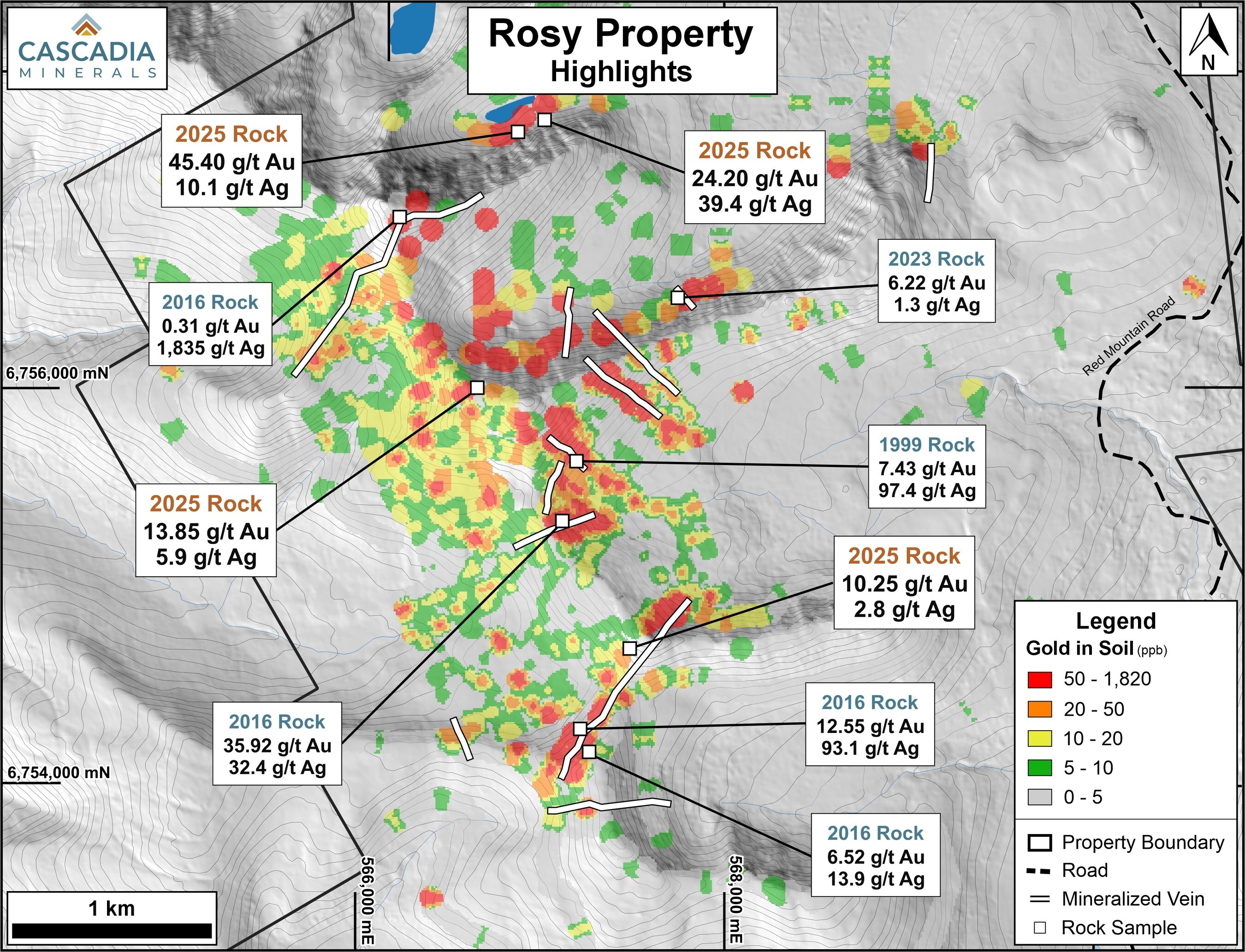 Rosy Highlights (CNW Group/Cascadia Minerals Ltd.)