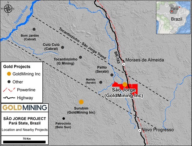 GoldMining Drilling Intercepts Gold Mineralization at Depth, São Jorge Project Pará State, Brazil