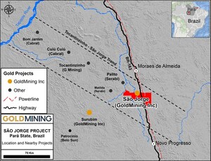 GoldMining Drilling Intercepts Gold Mineralization at Depth, São Jorge Project Pará State, Brazil