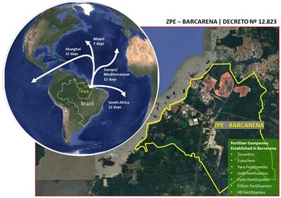 Figure 1: Barcarena Industrial Area, ZPE location and International Routes from Port of Vila do Conde, Barcarena, Pará State (CNW Group/Bravo Mining Corp.) Figure 1: Barcarena Industrial Area, ZPE location and International Routes from Port of Vila do Conde, Barcarena, Pará State (CNW Group/Bravo Mining Corp.)