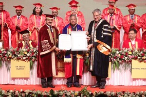 ATTORNEY GENERAL R. VENKATARAMANI, RELIANCE INDUSTRIES EXECUTIVE DIRECTOR HITAL MESWANI RECEIVE HONORARY DOCTORATES AT AMITY UNIVERSITY MAHARASHTRA CONVOCATION
