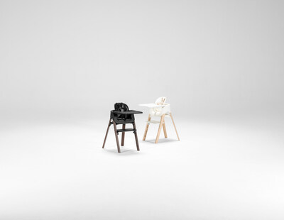 Stokke® Steps™ Chair. Warm Brown/Black and Natural/White.