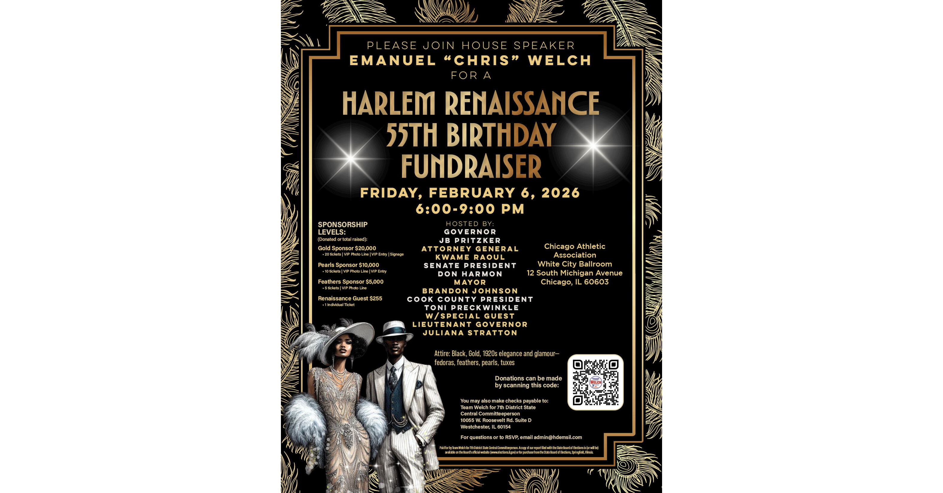 Illinois Democratic Leaders to Host House Speaker Emanuel Chris Welchs State Central Fundraiser and 55th Birthday Celebration