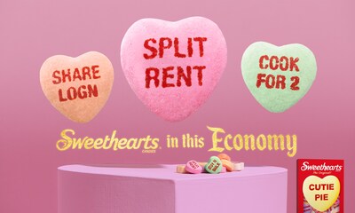 Sweethearts has added “Love in This Economy” sayings to its iconic conversation hearts this year, acknowledging the realities of modern dating. Fans will still find classic sayings in boxes and bags of Sweethearts.