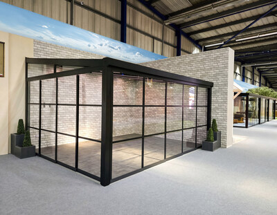 One of the veranda's visible with steel look sliding doors