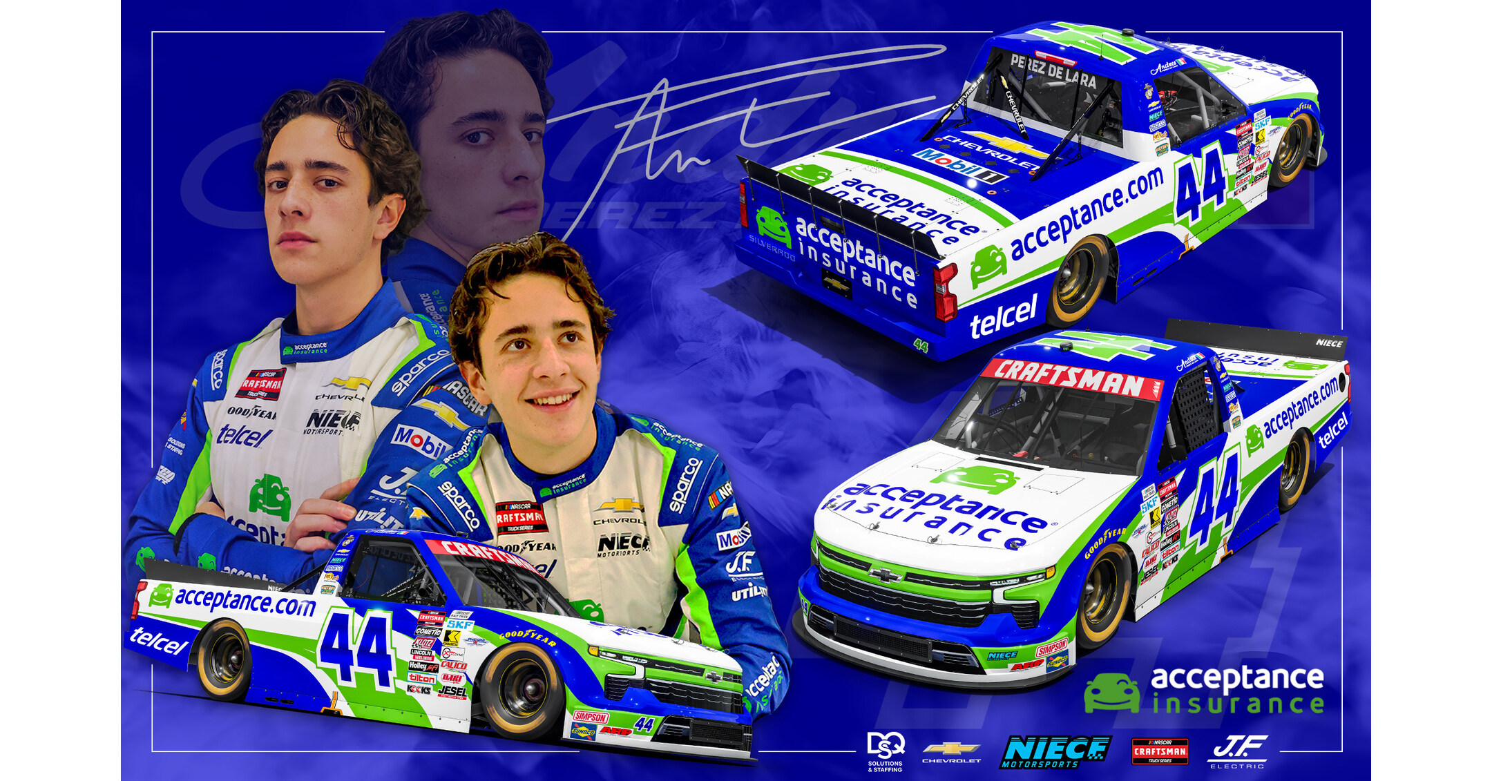 Acceptance Insurance and Niece Motorsports Announce New Partnership with NASCAR Driver Andrés Pérez de Lara