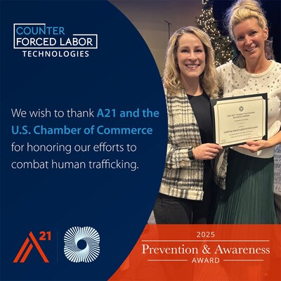 Counter Forced Labor US Chamber of Commerce A21 Award Acceptance Thank You