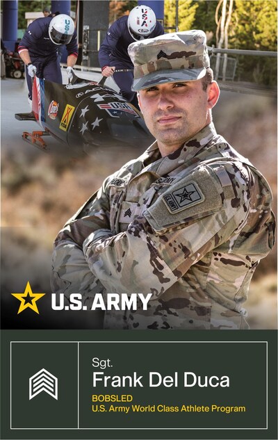 U.S. Army Soldier-athlete with the World Class Athlete Program (WCAP), Sgt. Frank Del Duca (11B, Infantryman) is returning to the world stage in bobsled after placing 4th in the 2-man and 4-man events at the 2025 World Championships.