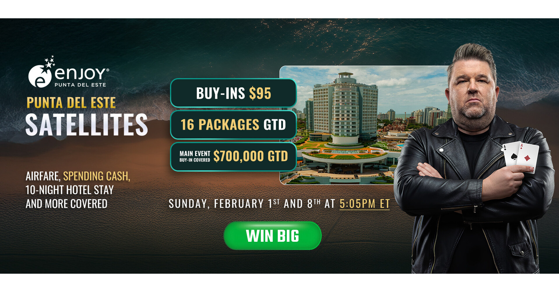 ACR Poker Gives Players a Shot to Qualify Online for $700,000 GTD Enjoy  Poker Series Main Event This February in Uruguay