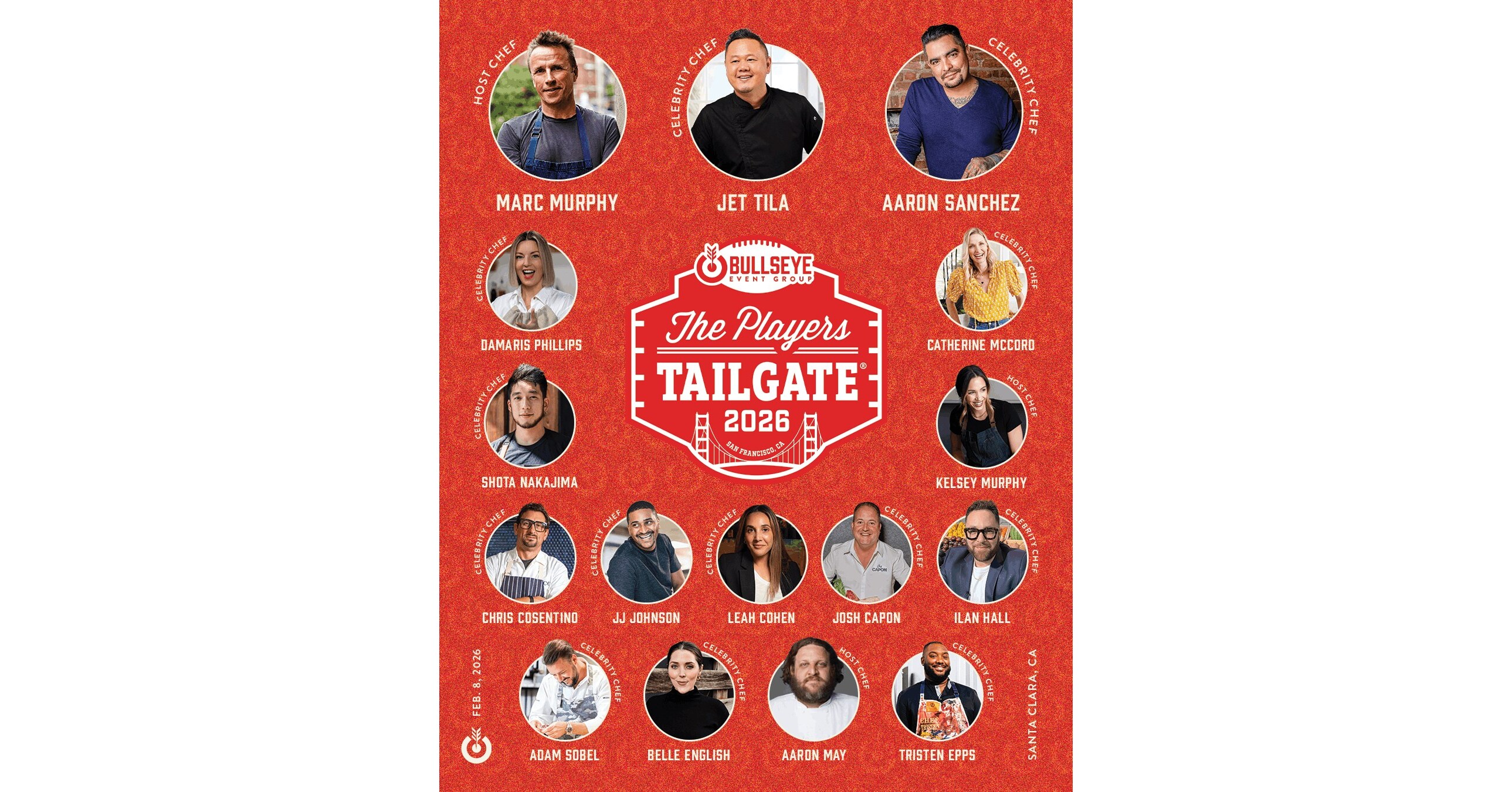 Bullseye Event Group Announces Celebrity Chef-Curated Menu for Players  Tailgate 2026 on Super Bowl Sunday in Santa Clara