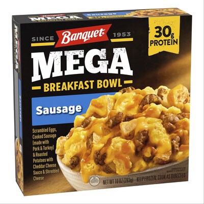 Conagra Brands is bringing a protein-packed new offering to breakfast with the debut of new Banquet MEGA Breakfast Bowls. With 30g of protein per bowl, four new varieties, including Sausage, offer a hearty, tasty breakfast that’s built on the Banquet MEGA promise of big flavor, big protein, and big value.