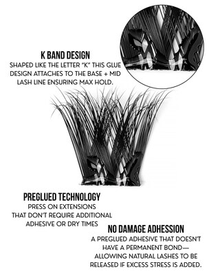 Jetzi's Pre-glued lash base. Created for all eye types to stay for 7 days without damage.