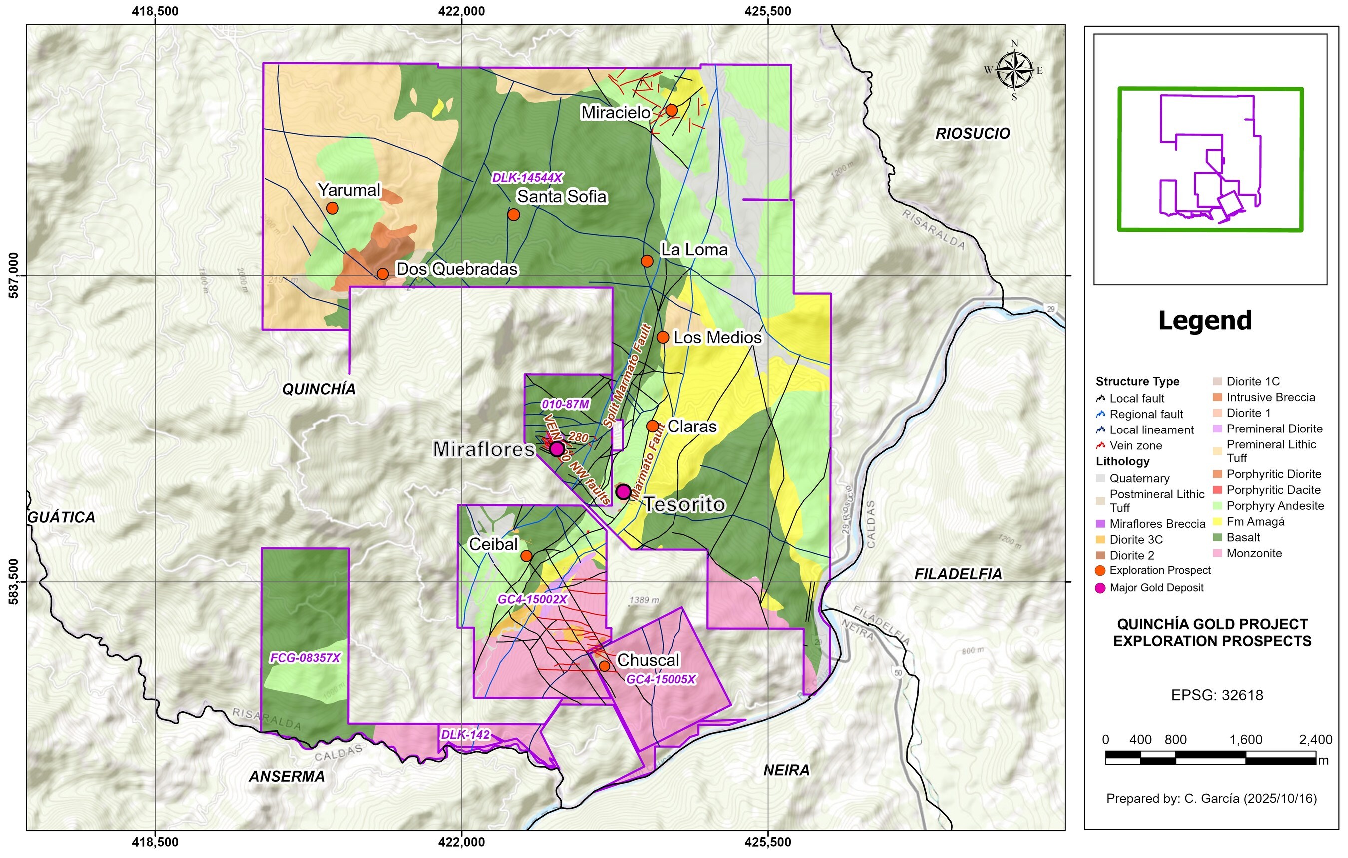 Figure 3: Quinchía Gold Project Deposits and Prospects (CNW Group/Tiger Gold Corp.) Figure 3: Quinchía Gold Project Deposits and Prospects (CNW Group/Tiger Gold Corp.)