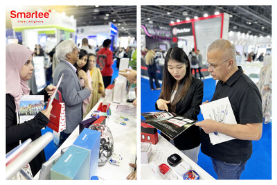 Attendees exploring Smartee Denti-Technology's clear aligner solutions at AEEDC Dubai 2026