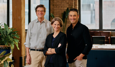 From left to right: Outgoing CEO and Cofounder Tim Brown, incoming CEO Kirsten Dueck and Cofounder Gabe Plotkin