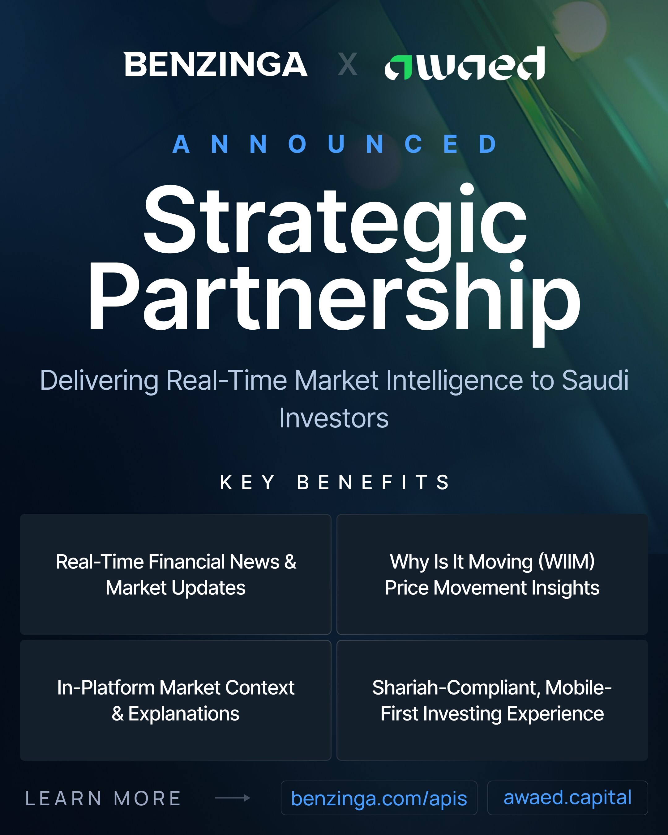 Benzinga and Awaed Deepen Long-Term Relationship to Deliver Real-Time Market Context for Saudi Retail Investors