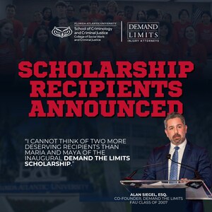 Demand The Limits Injury Attorneys Establishes $50,000 Criminal Justice Student Scholarship at Florida Atlantic University, Names Inaugural Recipients