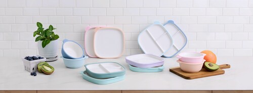 Clean Start™ is a thoughtfully designed children’s tableware collection crafted from premium porcelain ceramic and finished with soft, removable, food-safe silicone bumpers