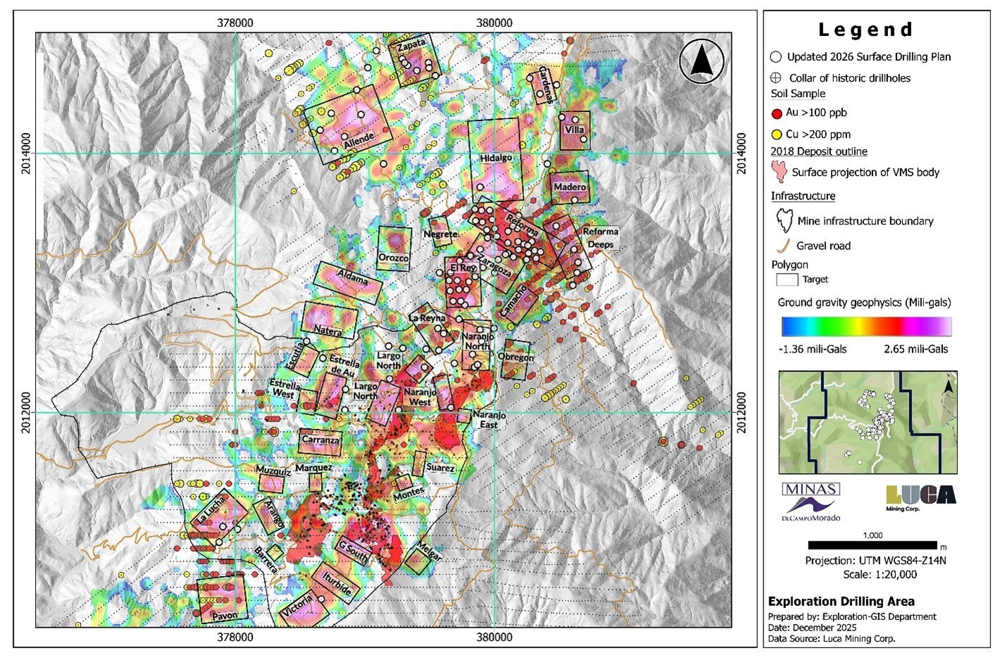 Figure 8: Exploration Targets and Proposed Drill Plan at the Campo Morado Project. (CNW Group/Luca Mining Corp.) Figure 8: Exploration Targets and Proposed Drill Plan at the Campo Morado Project. (CNW Group/Luca Mining Corp.)