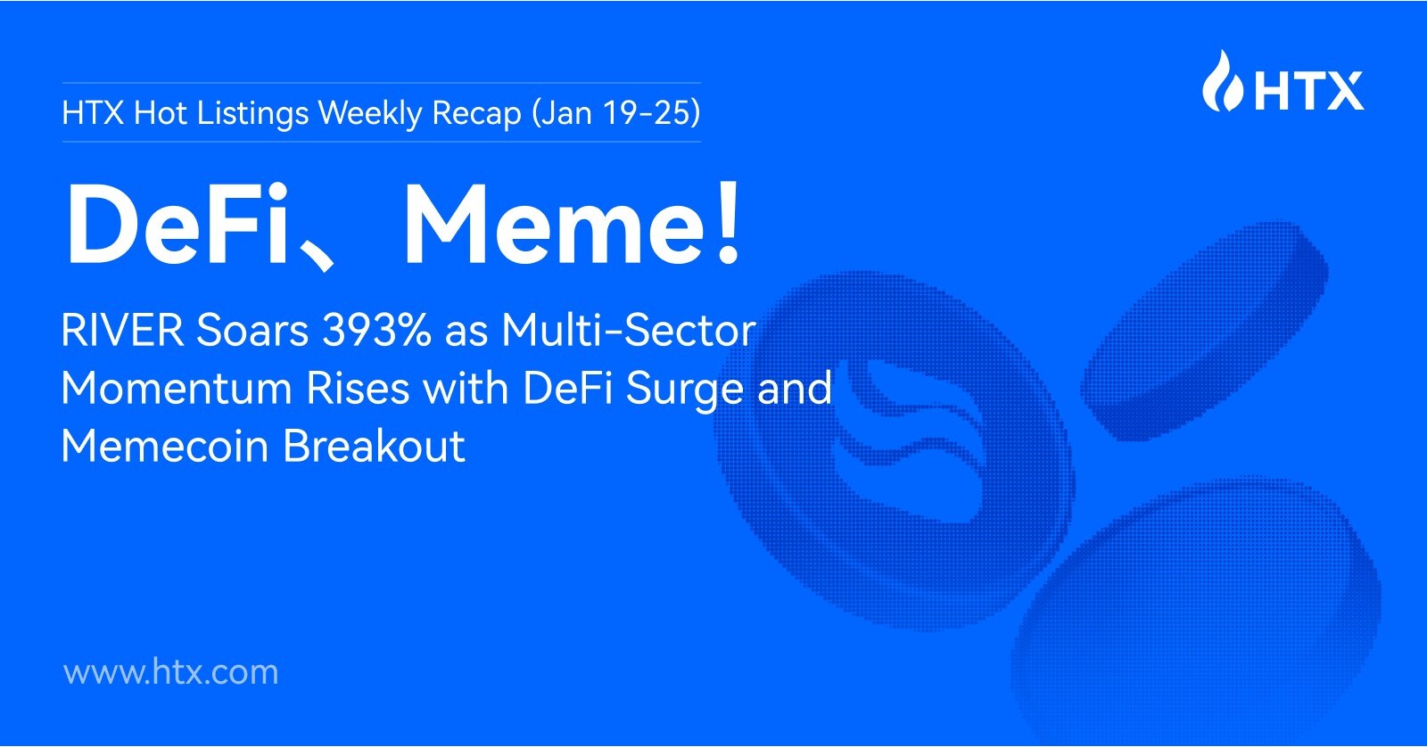HTX Hot Listings Weekly Recap (Jan 19-25): RIVER Soars 393% as Multi-Sector  Momentum Rises with DeFi Surge and Memecoin Breakout