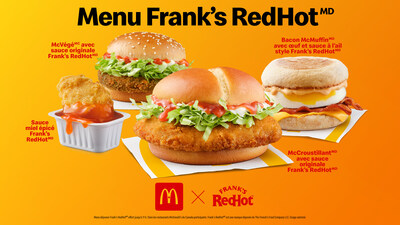 Découvrez une nouvelle version audacieuse de vos produits préférés avec le menu McDonald's x Frank's RedHot®, disponible à partir du 3 février dans les restaurants participants. (Groupe CNW/McDonald's Canada)