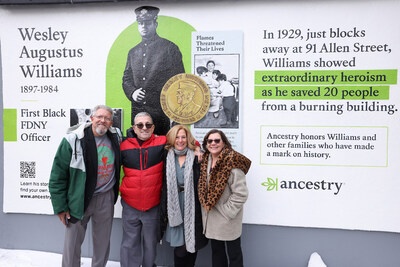 A mural of Wesley A. Williams and the Coffino family he saved just steps from the tenement site, kicking off Ancestry's new storytelling initiative commemorating the 250th anniversary of the US that honors everyday people who shaped the country. (Jason DeCrow/AP Content Services for Ancestry)