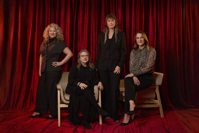 4 Leaders. From left to right: Julie Roy, Executive Director, Telefilm Canada; Valerie Creighton, President and CEO, CMF; Kerry Swanson, CEO, ISO; Suzanne Guèvremont, Commissioner and Chairperson, NFB. Photo credit: Rémi Thériault / House of Common studio (CNW Group/National Film Board of Canada)