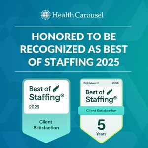 Health Carousel Earns ClearlyRated's 2026 Best of Staffing® Client 5-Year Gold Award for Service Excellence